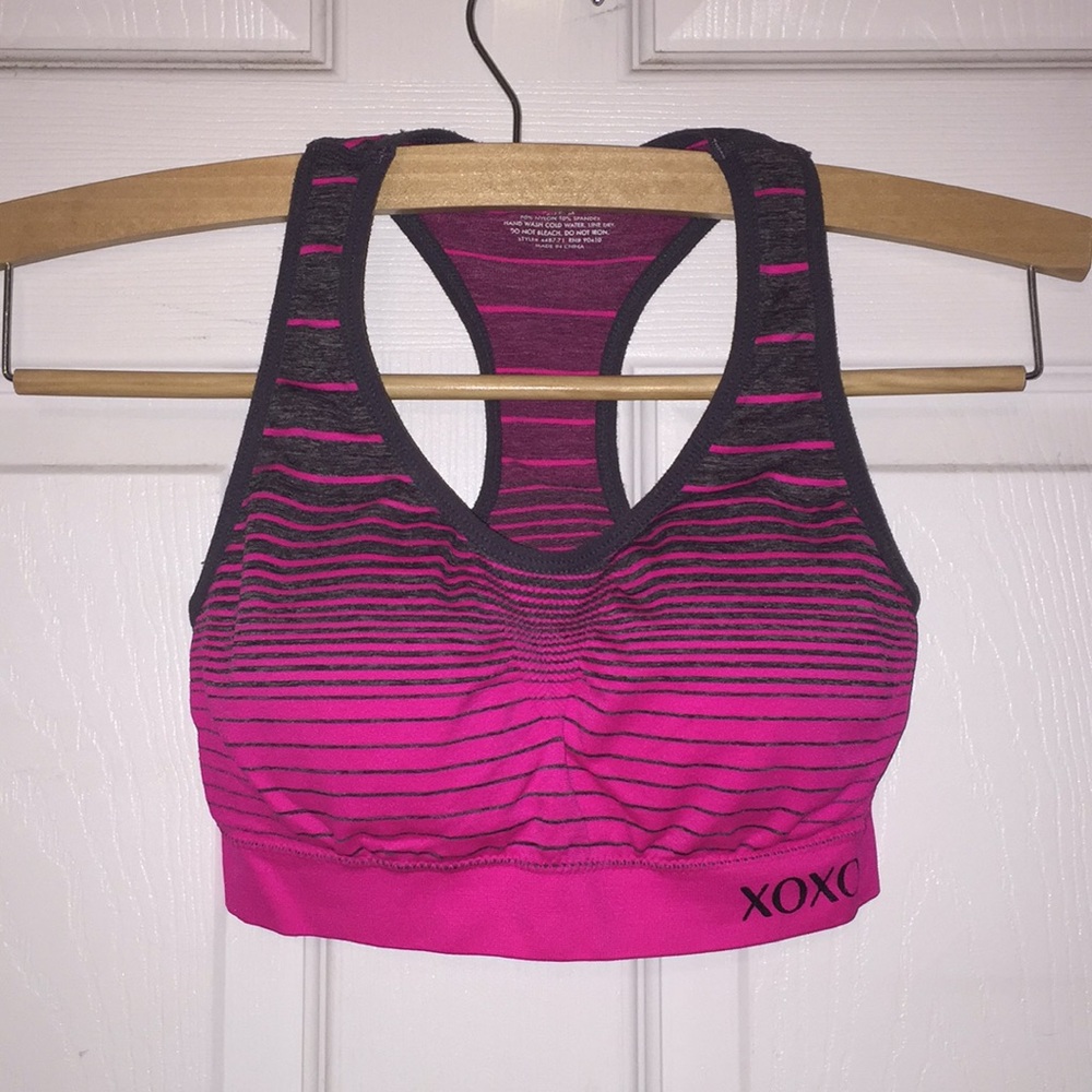 Pink and Gray Sports Bra